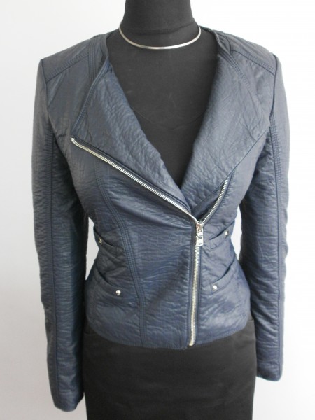 Dámska koženk.bunda - modrá blue navy 2XL