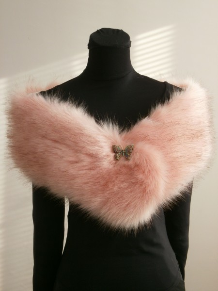 Kožušinový šál, kožušinové boa - Ružová svetlá - Light Pink