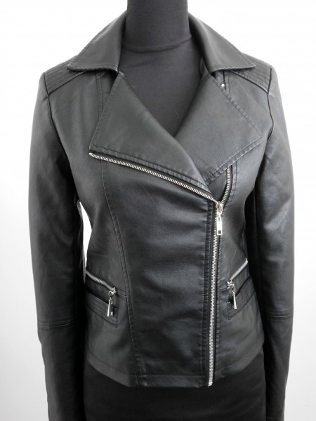 Koženková bunda dámska - čierna - black - XL
