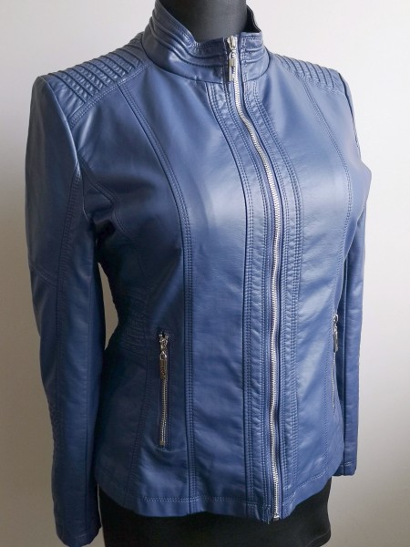 Dám. koženk. bunda - modrá - blue - 5XL