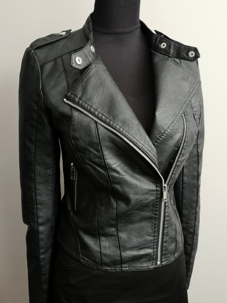 Dámska koženková bunda - čierna - black - 2XL