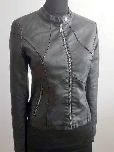 Dámska koženková bunda - čierna - black - L
