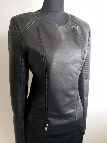 Dámska koženková bunda - čierna - black - XL
