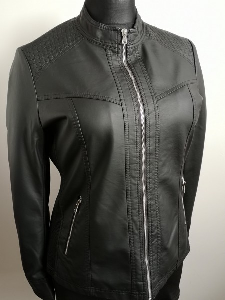 Dámska koženková bunda - čierna - black - 3XL