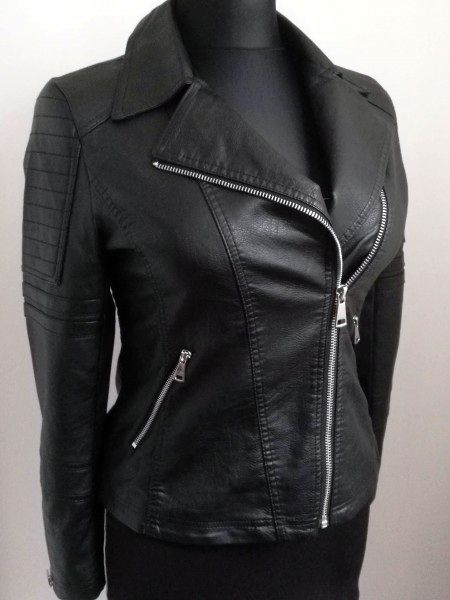 Dámska koženková bunda sidovka krivák - čierna - black - XL